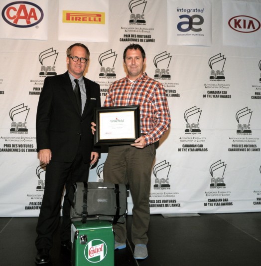 Shaun Keenan: Winner: Wakefield Castrol Award for Automotive Writing (Vehicle Testing), presented by Ian Hutchison, Marketing Manager Wakefield Canada Inc.  